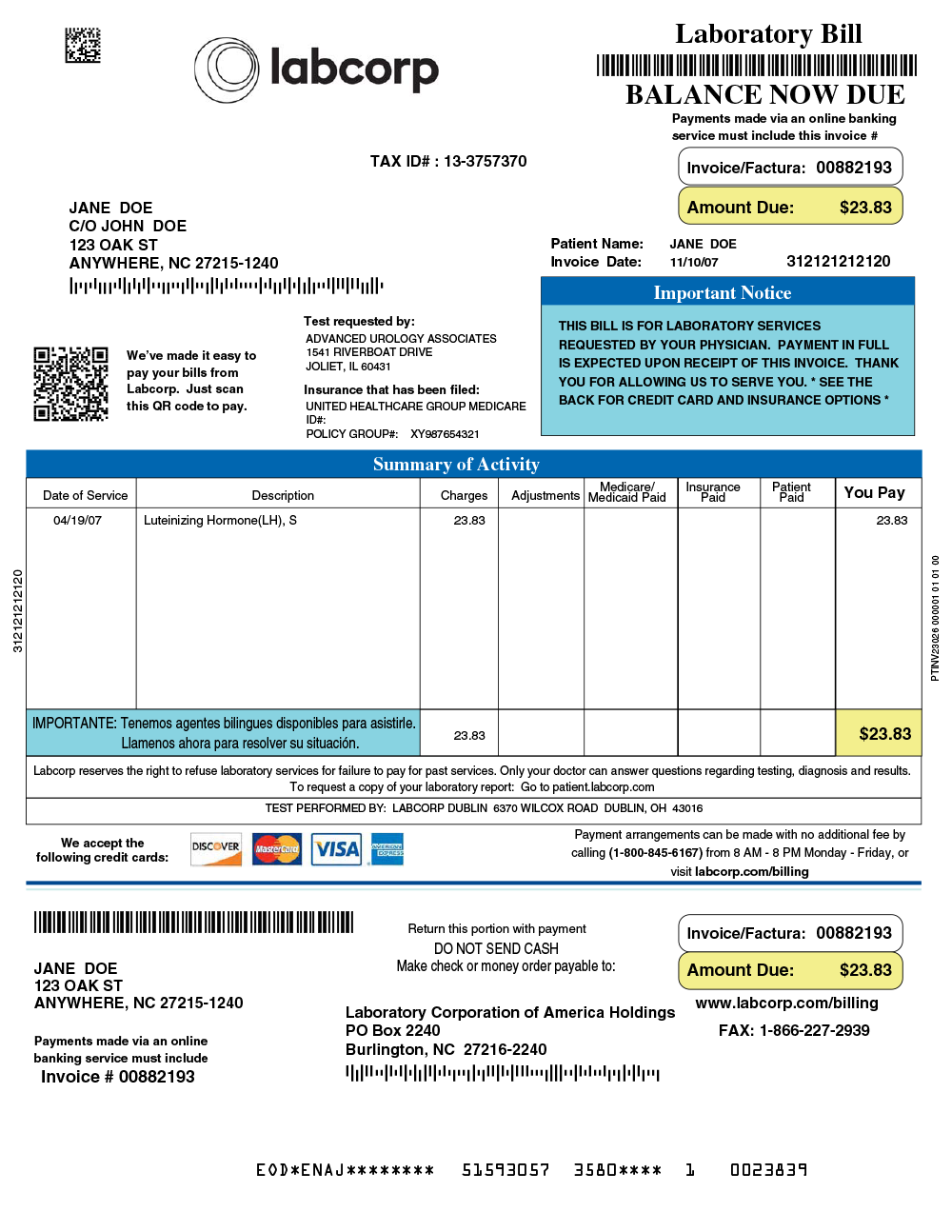 sample invoice